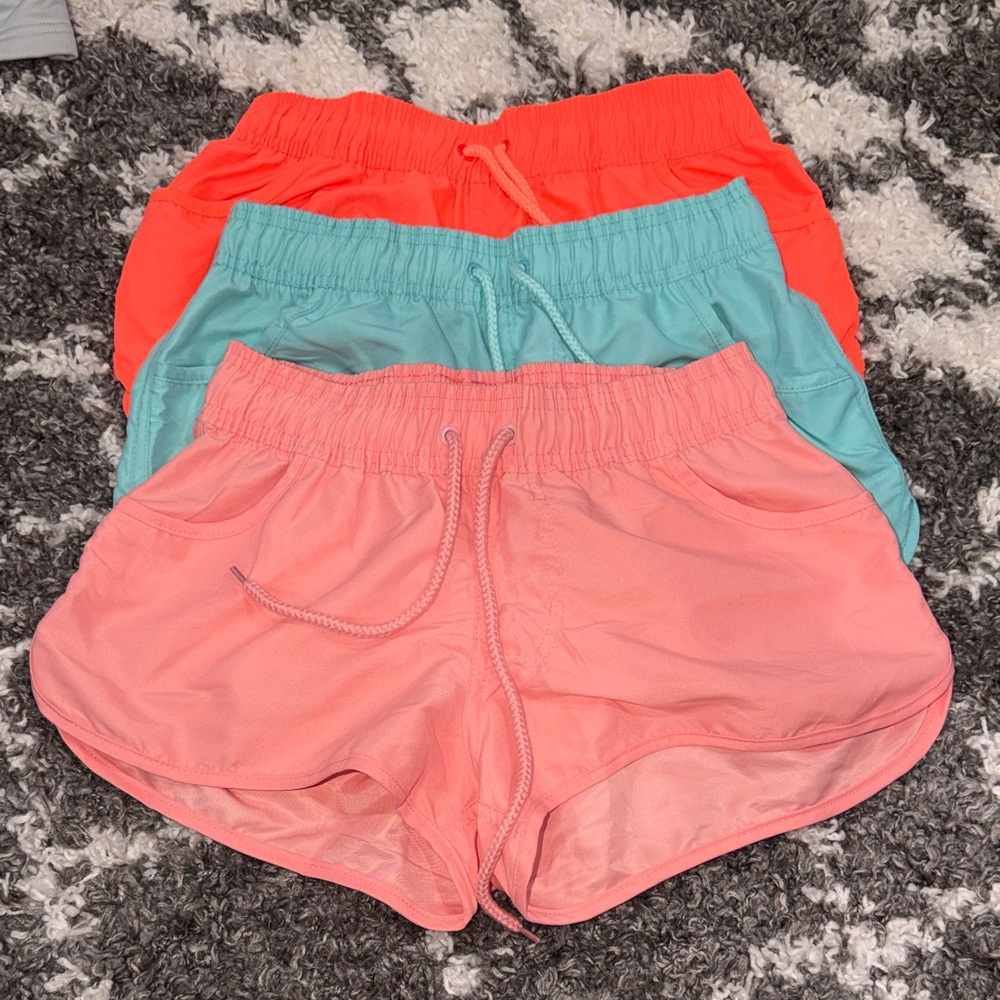 NWOT Girl’s Swim Shorts - Coral, Mint, Neon Orange Set - M